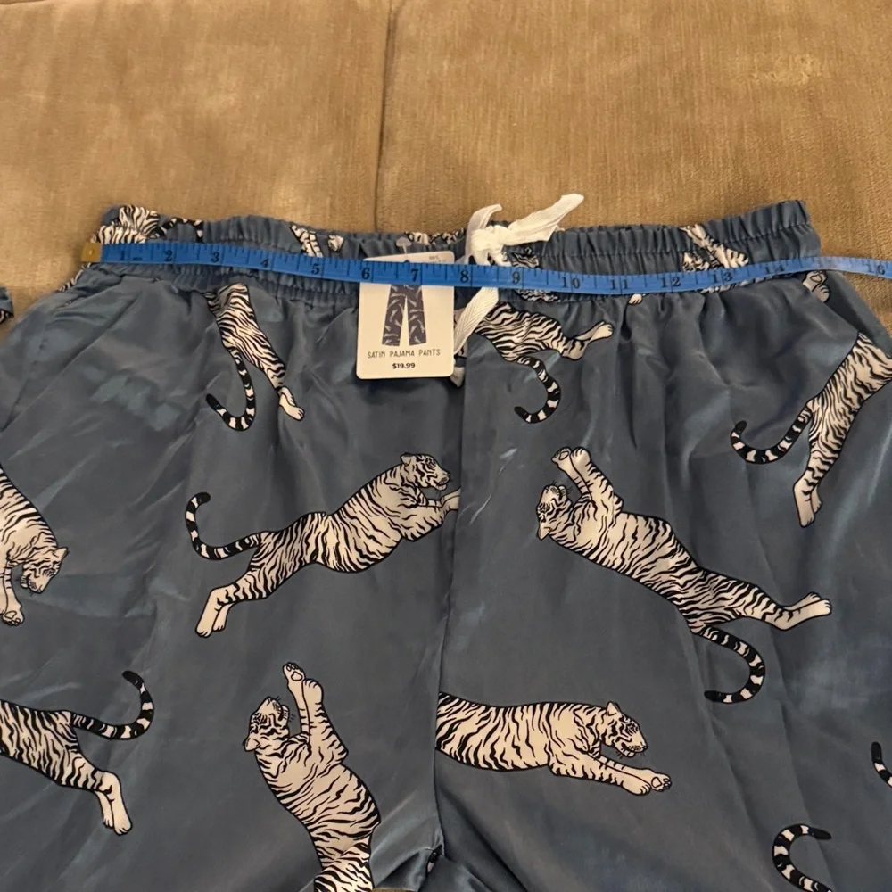 Women's Blue Tiger Print Pajama Pants - Picture 3 of 9
